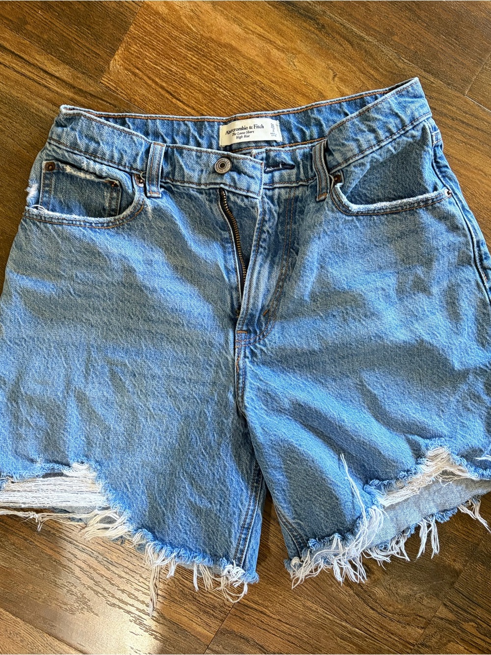 Abercrombie & Fitch Distressed Light Blue Denim Cutoff Shorts